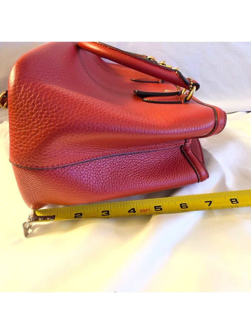 Coach Legacy Medium Carryall 28 Red Pebbled Leather Satchel Crossbody Bag - Picture 3 of 16